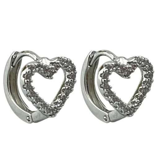 گوشواره زنانه ژوپینگ مدل قلب جواهری کد E6309