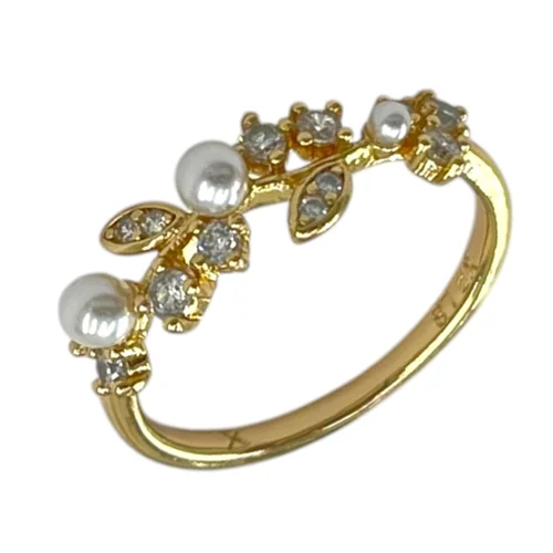 انگشتر زنانه ژوپینگ مدل گل برگ مروارید کد R51903