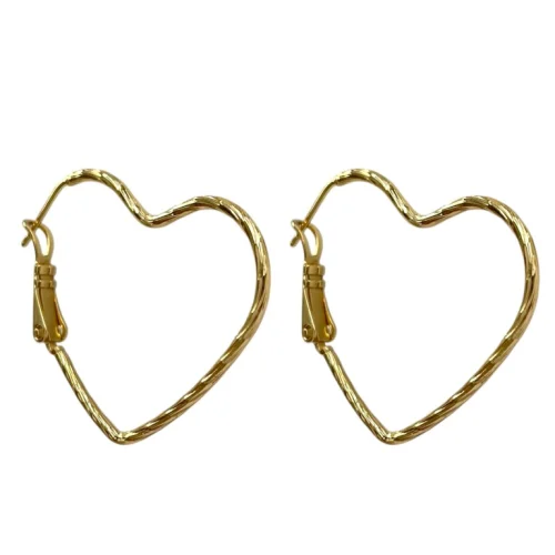 گوشواره زنانه ژوپینگ مدل حلقه ای قلب تراش دار کد E6570