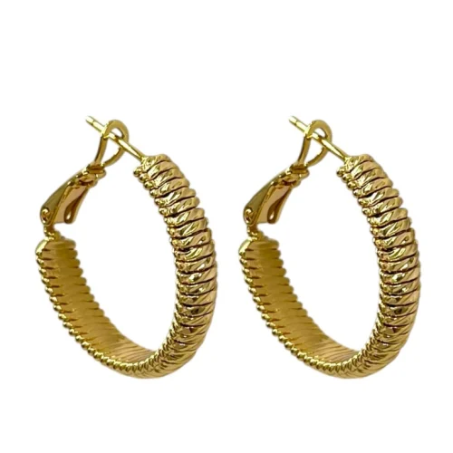 گوشواره زنانه ژوپینگ مدل حلقه ای تراش دار کد E6566