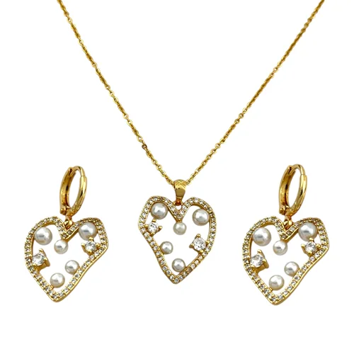 نیم ست زنانه مدل قلب مروارید کد M4339
